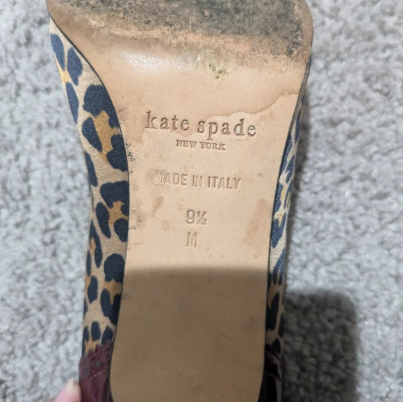 Kate Spade Heels Size 9.5 Red Kelsey Leopard Print Mary Jane Pumps - Picture 7 of 8
